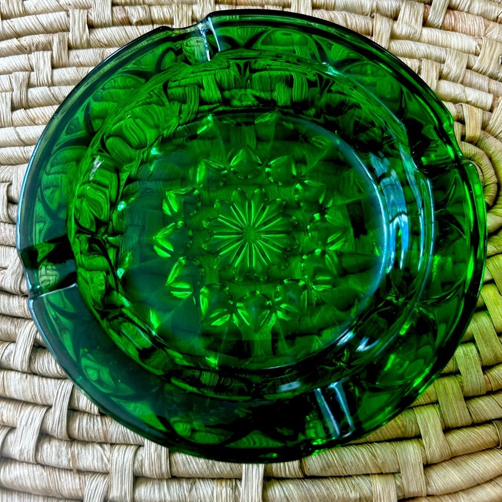 1960s Fostoria Emerald Patterned Ashtray